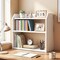 3-Tier Wooden Desktop Bookshelf, Countertop Bookcase with Raised Guardrails